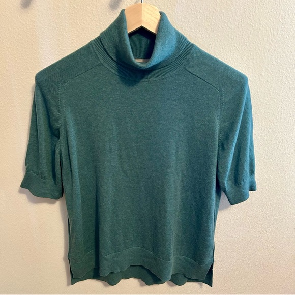 Everlane Turtleneck Short Sleeve Sweater in wool cotton blend size L - Picture 2 of 7